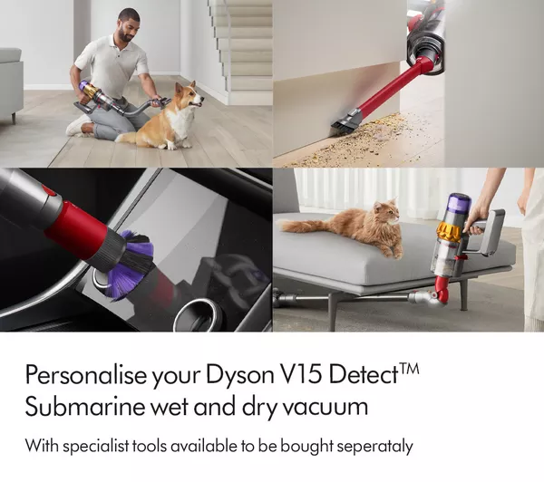 Dyson V15s Detect Submarine Wet and Dry Vacuum Cleaner, Multi Surface Total Clean, Pet Hair Removal, Yellow/Nickel, Brand New - Image 8