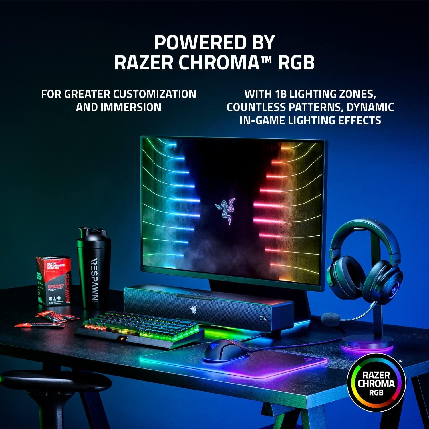 Razer Leviathan V2: Multi-Driver PC Gaming Soundbar with Subwoofer - THX Spatial Audio - Compact Design - Chroma RGB - Bluetooth 5.2 - for Desktop/Laptop, Smartphones, Tablets & Nintendo Switch - Image 7