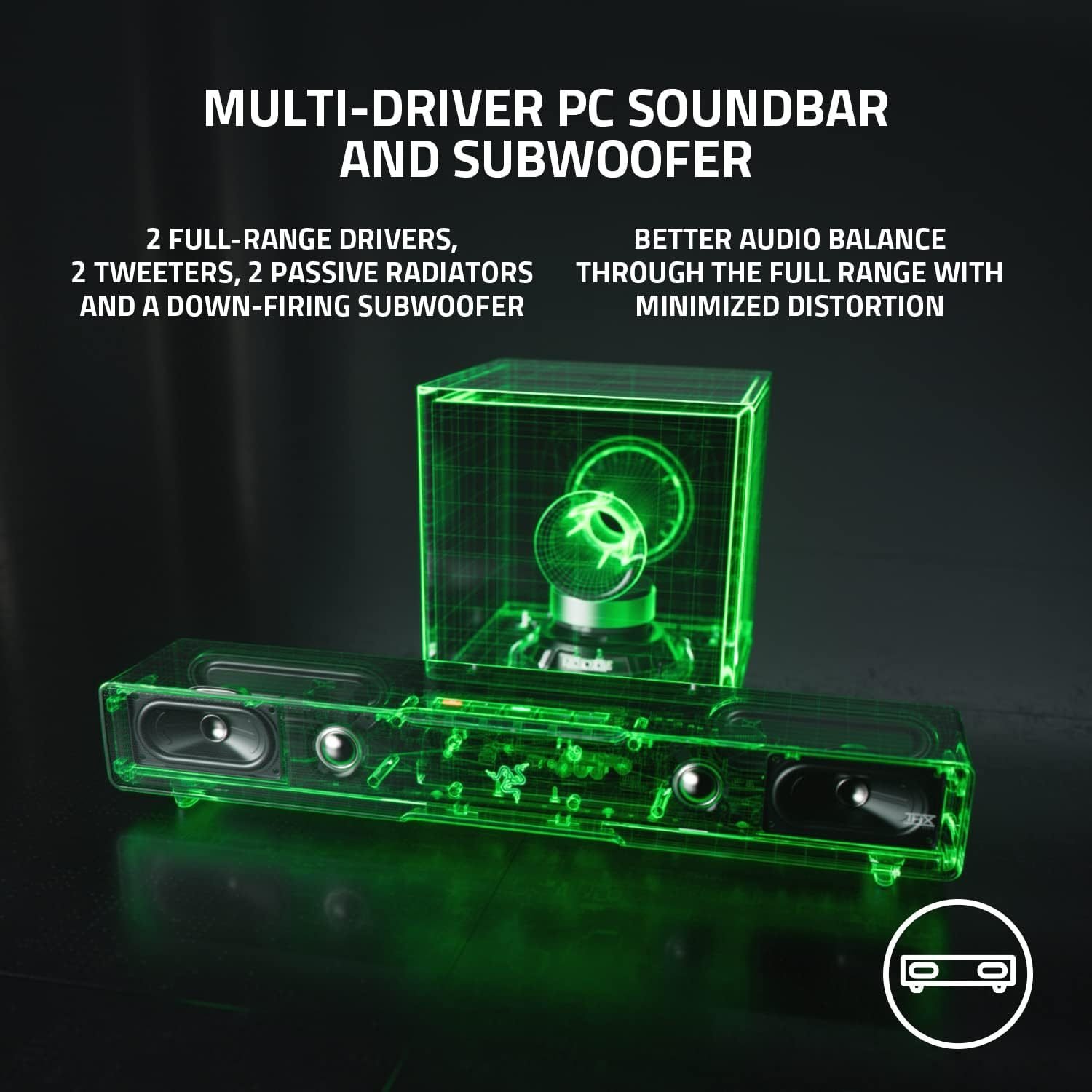 Razer Leviathan V2: Multi-Driver PC Gaming Soundbar with Subwoofer - THX Spatial Audio - Compact Design - Chroma RGB - Bluetooth 5.2 - for Desktop/Laptop, Smartphones, Tablets & Nintendo Switch - Image 4