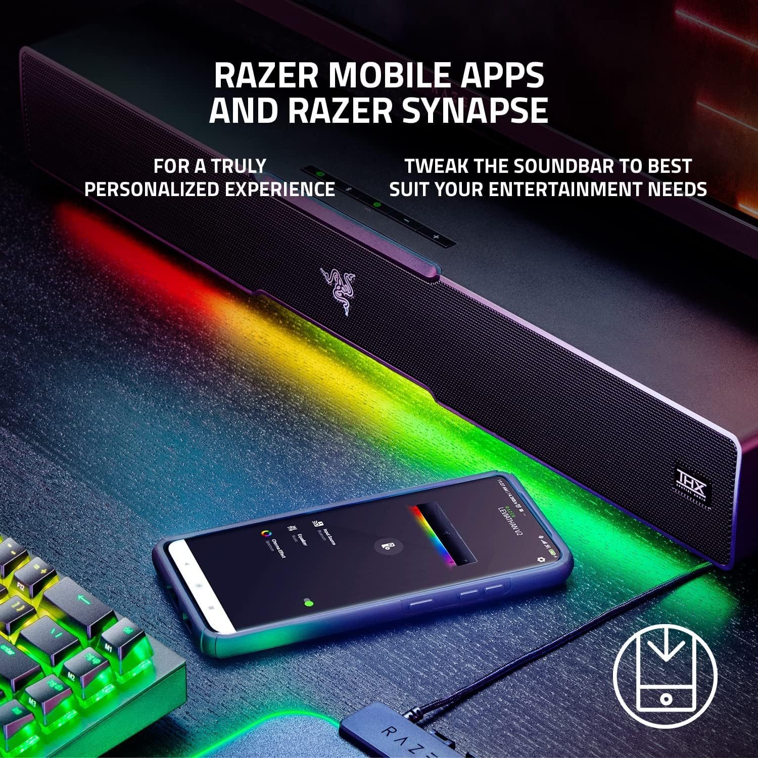 Razer Leviathan V2: Multi-Driver PC Gaming Soundbar with Subwoofer - THX Spatial Audio - Compact Design - Chroma RGB - Bluetooth 5.2 - for Desktop/Laptop, Smartphones, Tablets & Nintendo Switch - Image 5