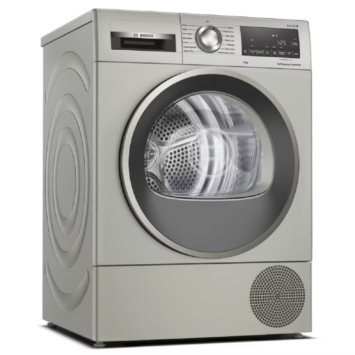 Bosch WQG245S9GB Series 6 Heat Pump Condenser Tumble Dryer – 9kg, Silver, Brand New