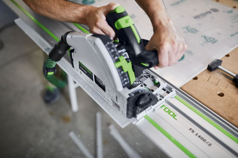 Festool TS 55 FEBQ-Plus 240V Plunge Saw with 2 x FS/1400 1.4m Guide Rails, 2 x Connectors, and Rail Bag, New - Image 5