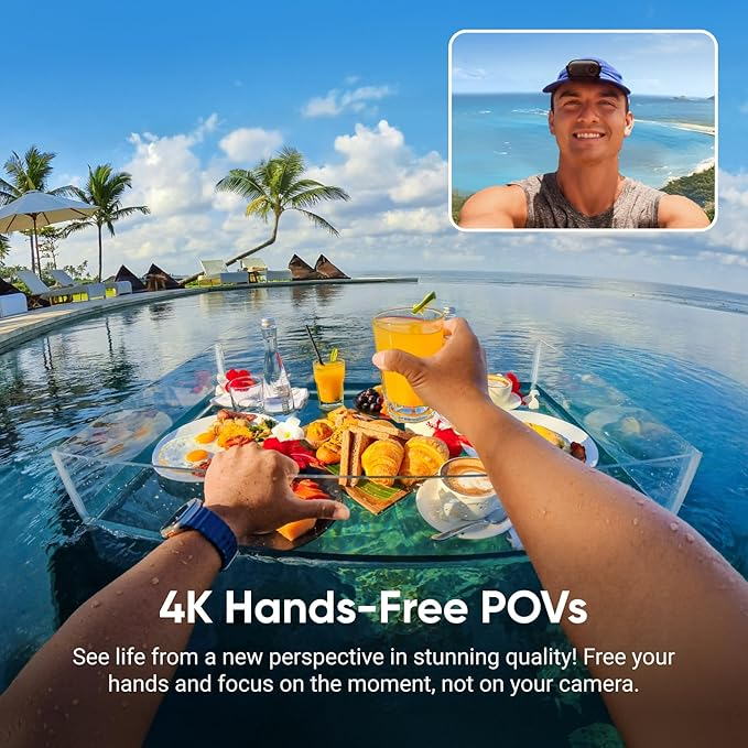Insta360 GO 3S 128GB - 4K Tiny Portable Vlogging Camera, Hands-Free POVs, Mount Anywhere, Stabilization, 140 Min Battery Life, 10m Waterproof, AI Editing, Black, For Vlog, Travel - Image 3