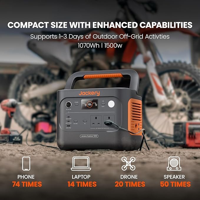 Jackery Explorer 1000 v2 Portable Power Station(2024 New),1070Wh LiFePO4 Battery,1500W AC/100W USB-C Output, 1 Hr Fast Charge, Solar Generator for Outdoor Camping,Off-grid Living,RV,Emergency - Image 2