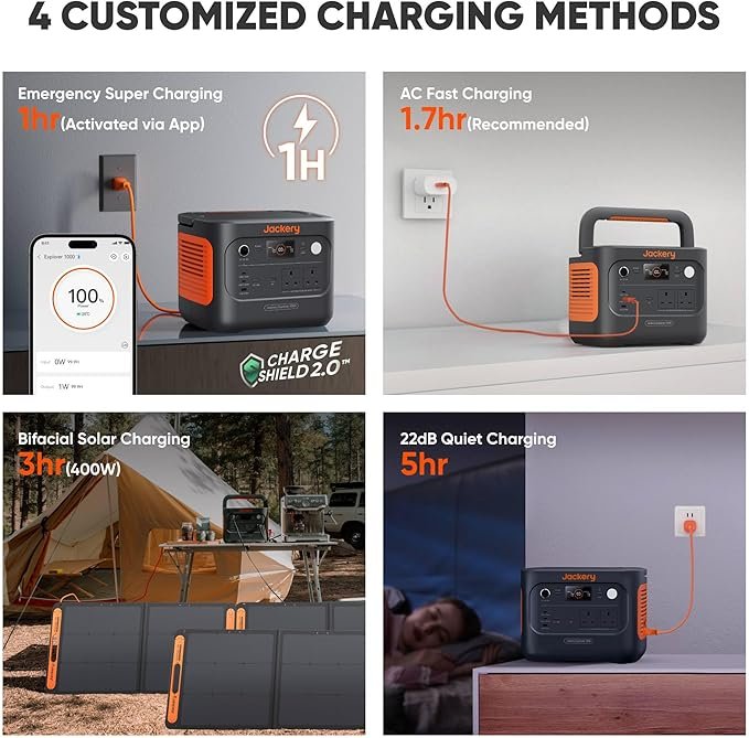 Jackery Explorer 1000 v2 Portable Power Station(2024 New),1070Wh LiFePO4 Battery,1500W AC/100W USB-C Output, 1 Hr Fast Charge, Solar Generator for Outdoor Camping,Off-grid Living,RV,Emergency - Image 3