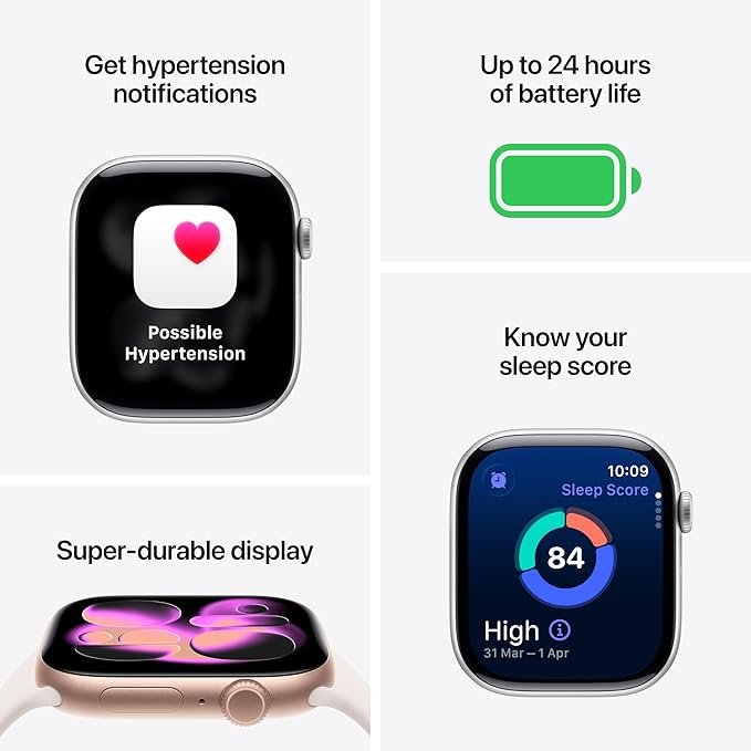 Apple Watch Series 11 GPS 42mm Smartwatch with Jet Black Aluminium Case with Black Sport Band S/M. Sleep Score, Fitness Tracker, Health Monitoring, Always-On Display, Water Resistant - Image 7